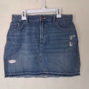 OshKosh Denim Mini Skirt Size 14 in Light Wash w/‎ Distressing
